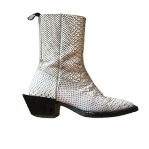 Eytys Luciano Boots White & Grey Blue Reptile Texture Leather